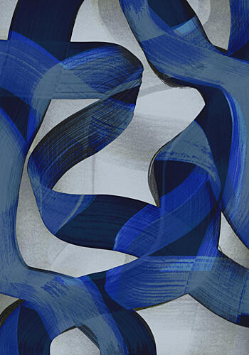 Flowing Indigo Curves Art Print