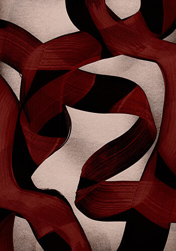 Elegant Red Swirls Art abstrait reproduction