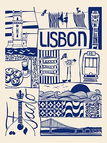Lisbon Iconic Charms Art Print
