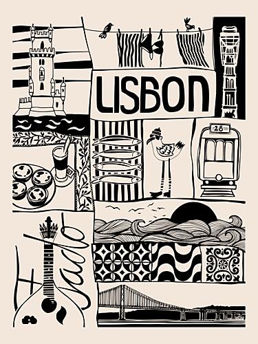 Lisbon Travel Collage Art Print