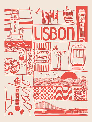 Lisbon City Icons Européen reproduction