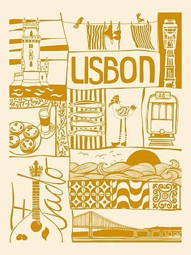 Lisbon City Icons Art Print