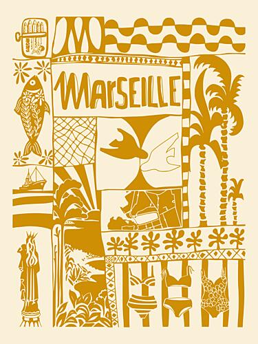 Marseille Travel Collage Bord de mer reproduction