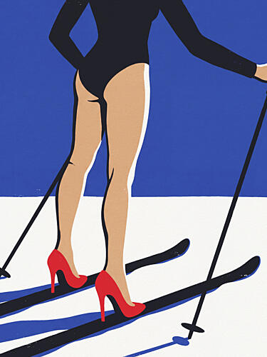 Skiing Red Heels Surréaliste reproduction
