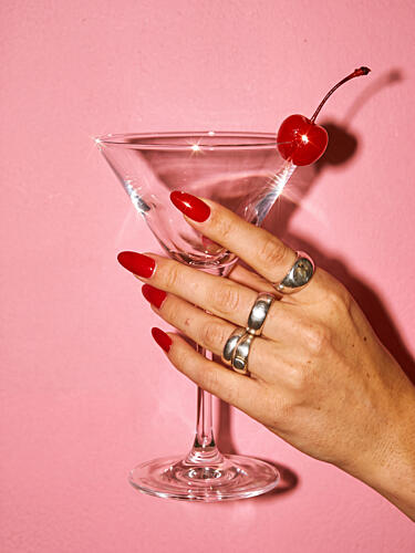 Red Nails Pink Glam Art Print