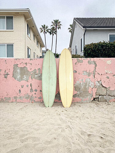Vintage Beach Surfboards Art Print