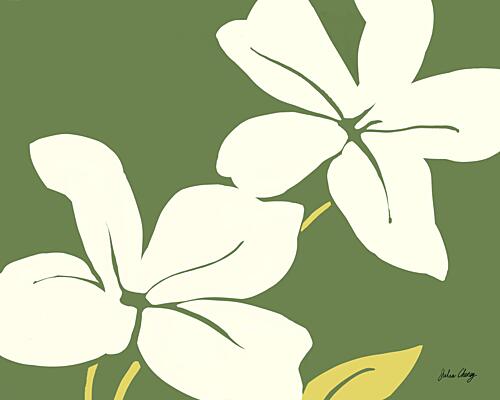 White Blooms Green Art Print