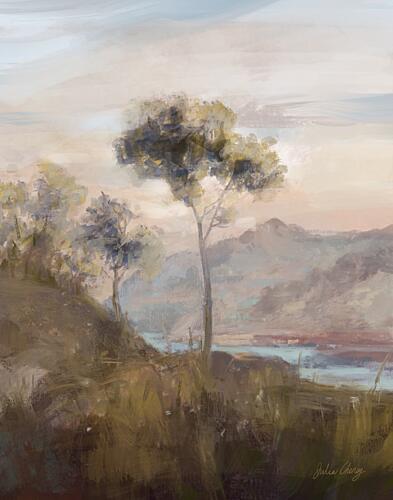 Hazy Mountain Retreat Art Print by Julia Cheney