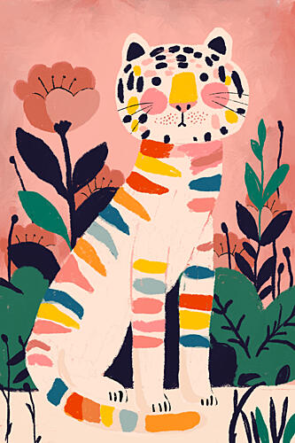 Rainbow Tiger Jungle Art Print