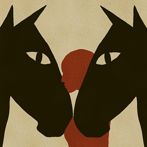 Horse and Human Bond Art abstrait reproduction