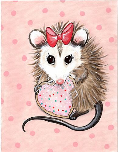 Cute Opossum Cookie Art Print