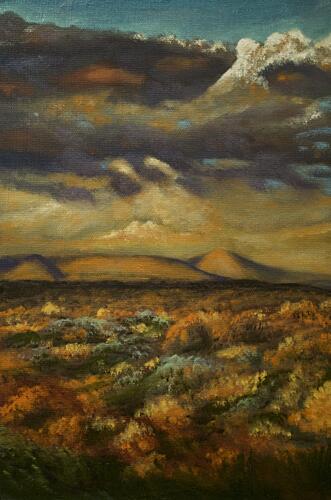 Golden Desert Landscape Montagne reproduction
