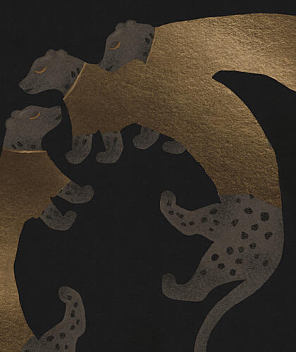 Elegant Black Gold Leopards Doré reproduction