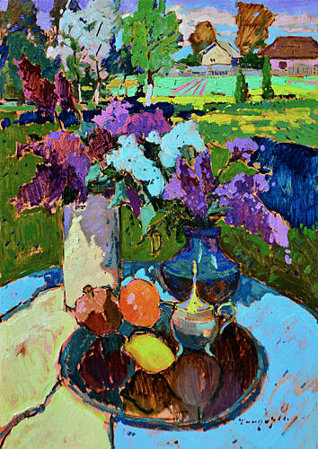 Vibrant Summer Lilac Still Life Art Print