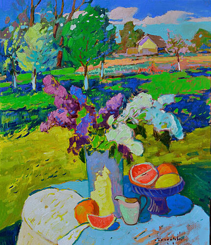 Spring Garden Still Life Art Print by Alexander Shandor