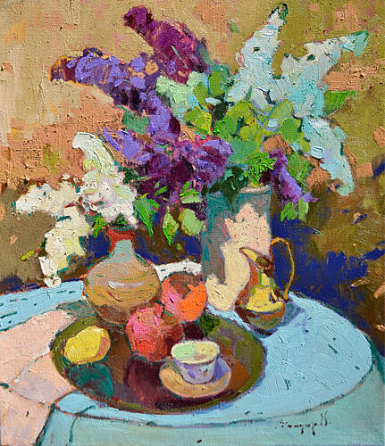 Vibrant Lilac Still Life Art Print
