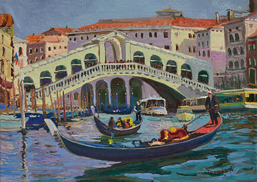 Venice Rialto Bridge Gondolas Art Print
