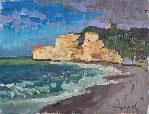 Coastal Cliff Waves Art Print by Alexander Shandor