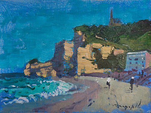 Beach Village Cliffs Art Print by Alexander Shandor