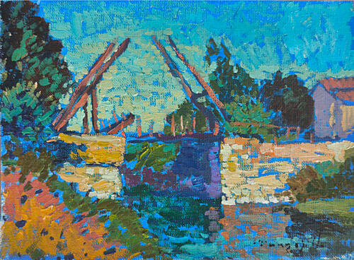 Vibrant Canal Bridge Art Print