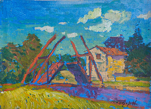 Vibrant Canal Bridge Art Print