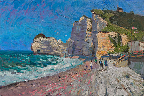 Sunny Etretat Beach Cliffs Art Print by Alexander Shandor