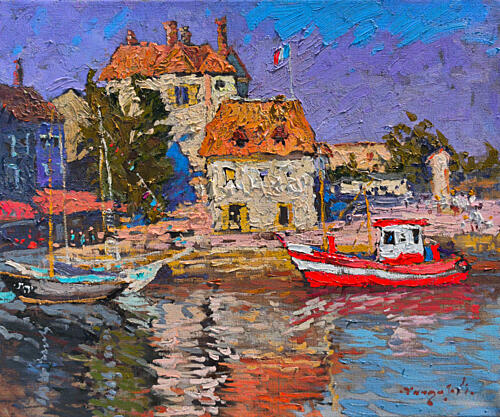 Vibrant Boats Harbor Art Print