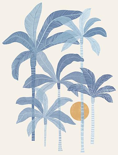 Blue Palm Sunset Toile murale reproduction