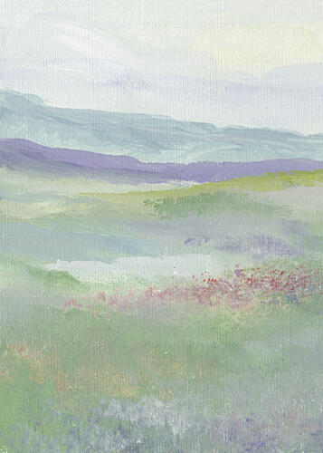 Misty Hillside Fields Montagne reproduction