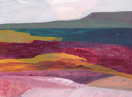 Vibrant Layered Landscape Art abstrait reproduction