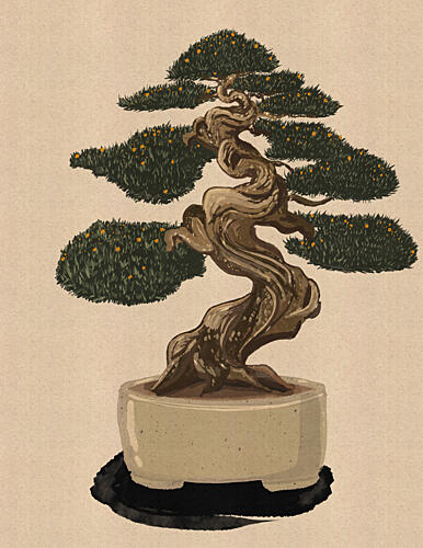 Serene Japanese Bonsai Art japonais reproduction