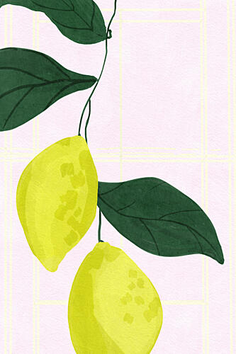 Vibrant Hanging Lemons Aquarelle reproduction