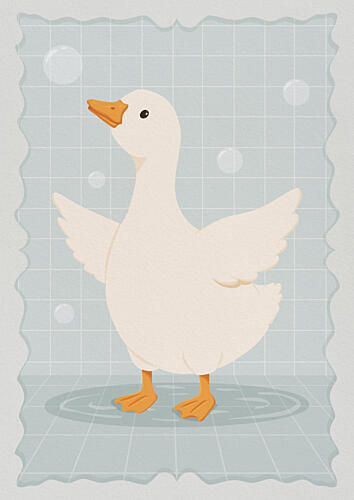 Cute Bathtime Goose Art Print