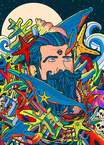 Bearded Ocean Fantasy Art Print