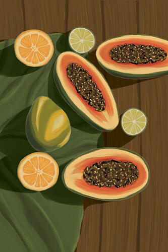 Vibrant Tropical Fruits Alimentation reproduction