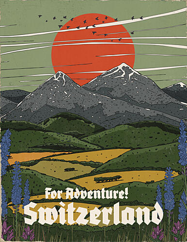 Swiss Mountain Adventure Montagne reproduction