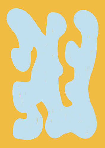 Fluid Blue Shapes Art abstrait reproduction
