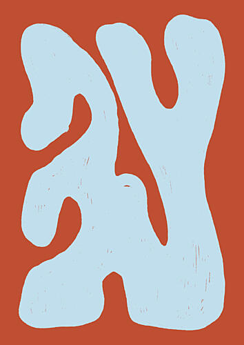 Terracotta Blue Shapes Art Print