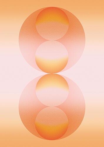 Reflected Gradient Spheres Geometric Print