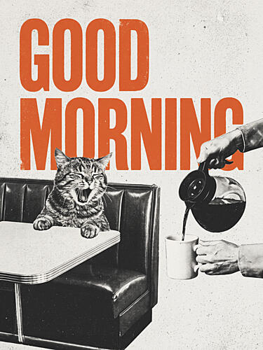 Good Morning Coffee Cat Café reproduction