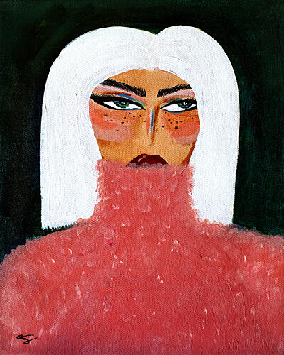 Woman in Pink Turtleneck Moderne reproduction