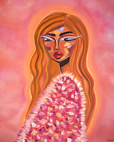 Pink Fur Glamour Art Print by Amy Straley