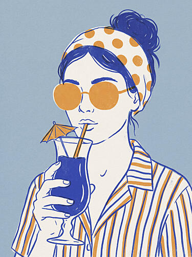 Stylish Woman Cocktail Art Print