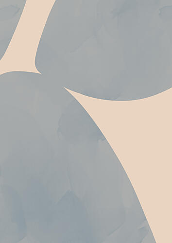 Soft Blue Peach Curves Aquarelle reproduction