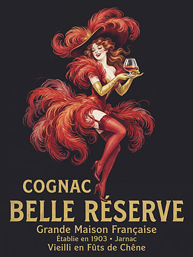 Vintage Cognac Showgirl Art nouveau reproduction