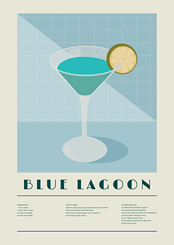 Blue Lagoon Cocktail Art Print by Lisa Solomoniuk