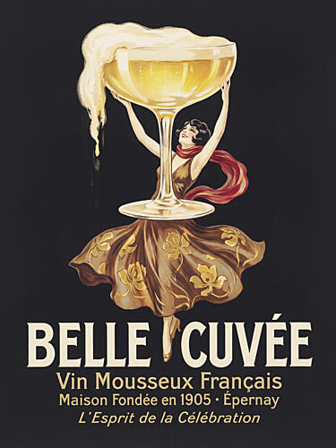 Joyful Champagne Flapper Art nouveau reproduction