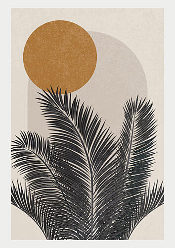 Desert Sun Palm Leaves Geometric Print