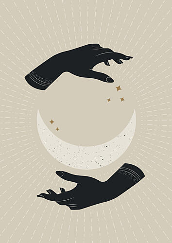 Celestial Hands Embrace Art Print by Lisa Solomoniuk
