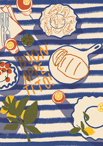 Buon Appetito Summer Meal Art Print by Lisa Solomoniuk